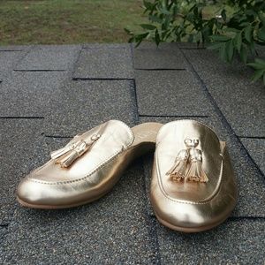 Franco Sarto Gold color leather slides
